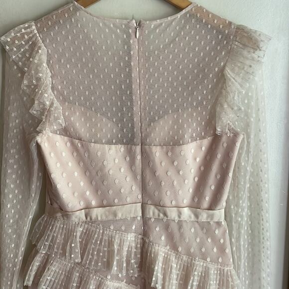 BCBGMAXAZRIA Pleated Tulle Mini Dress in Regal Champagne - Picture 9 of 16